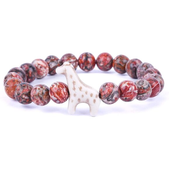 Giraffe Tracking Bracelet Stone Stainless Steel Unisex Eco Gift - Picture 1 of 7